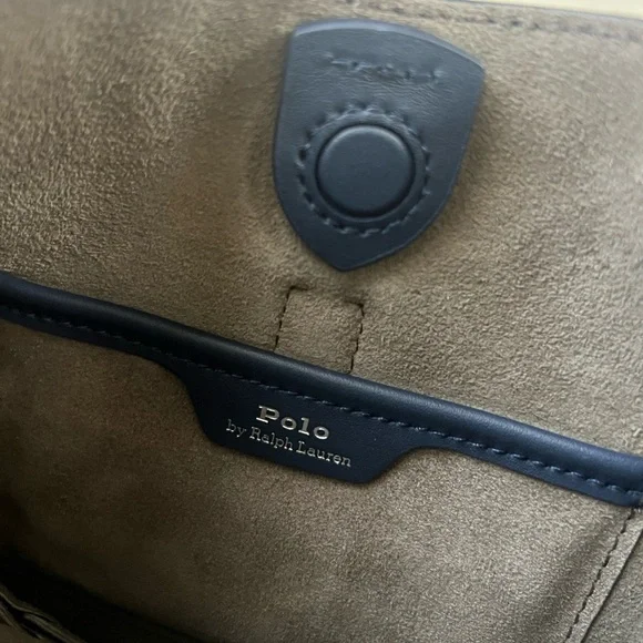 Ralph Lauren Polo ID Shoulder Bag Small Navy Suede - Picture 4 of 11